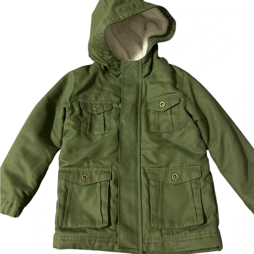 Cat & Jack Olive Hooded Raincoat - Picture 1 of 5
